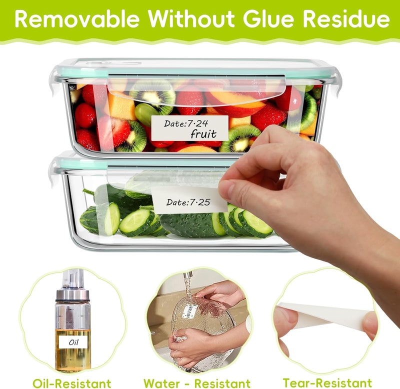 TRYXN 1200 Blank Removable Freezer Labels with Perforation Line for Easy Distribution and Use. Waterproof and Oil-Resistant, Suitable for Food Containers, Jars, and Kitchen Organization.(1 "x 3") - Image 2